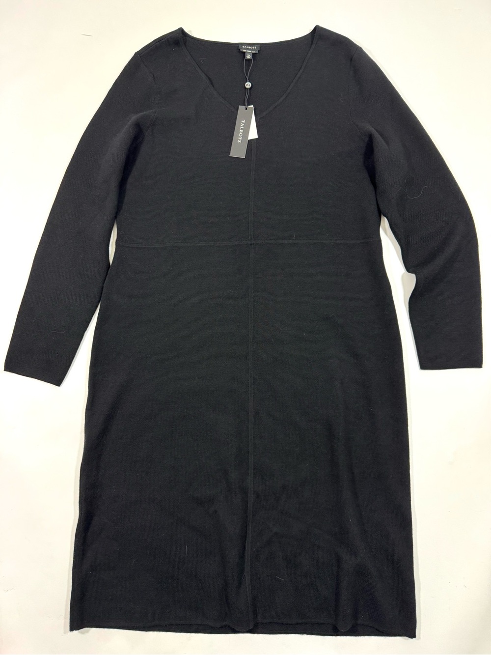 New Talbots Merino Wool Dress Long Sleeve Black